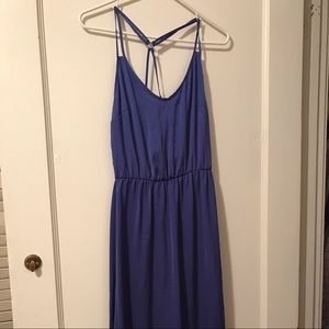 Long Satin Blue Dress